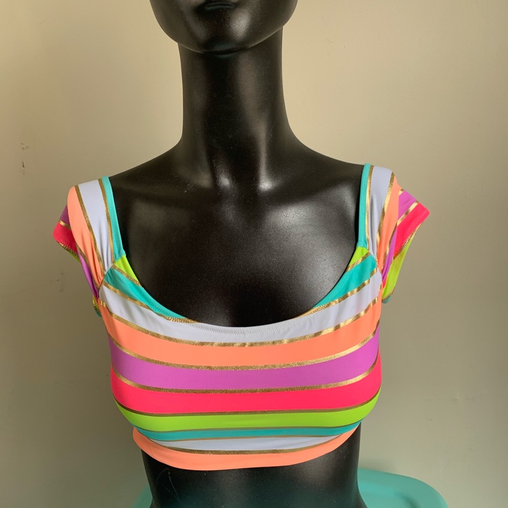 Victorias Secret striped off the shoulder swim top